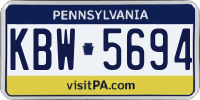 PA license plate KBW5694