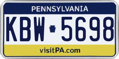 PA license plate KBW5698