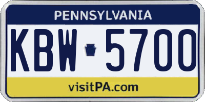 PA license plate KBW5700