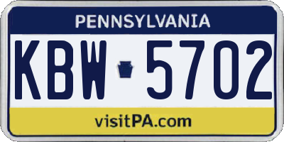 PA license plate KBW5702
