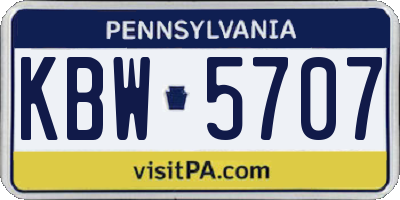 PA license plate KBW5707