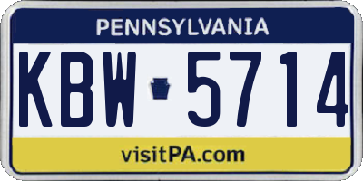 PA license plate KBW5714