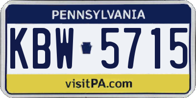 PA license plate KBW5715