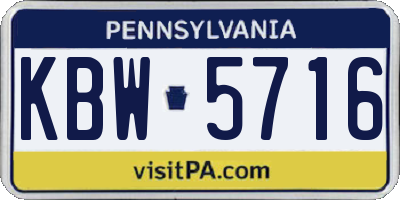 PA license plate KBW5716