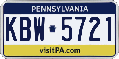 PA license plate KBW5721
