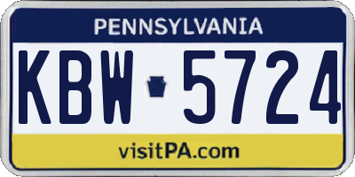 PA license plate KBW5724