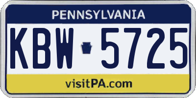 PA license plate KBW5725