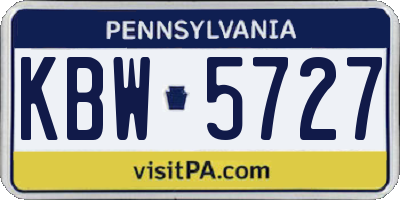 PA license plate KBW5727