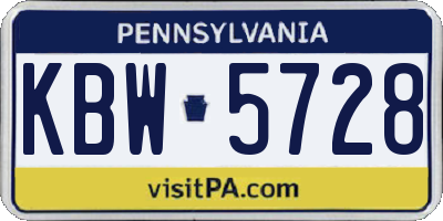 PA license plate KBW5728
