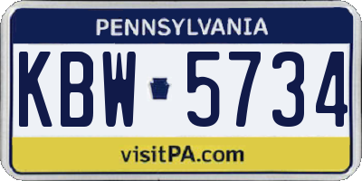 PA license plate KBW5734