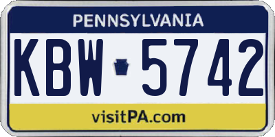 PA license plate KBW5742