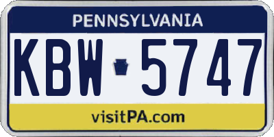 PA license plate KBW5747