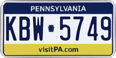 PA license plate KBW5749