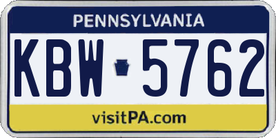 PA license plate KBW5762