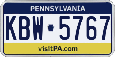 PA license plate KBW5767