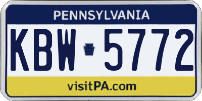 PA license plate KBW5772
