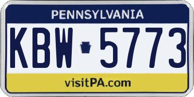 PA license plate KBW5773