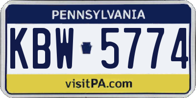 PA license plate KBW5774