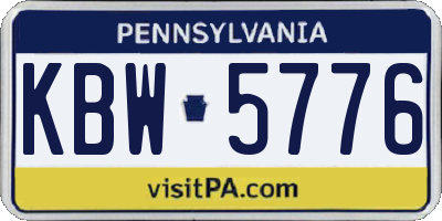PA license plate KBW5776