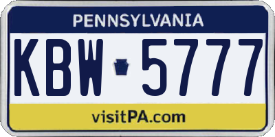 PA license plate KBW5777