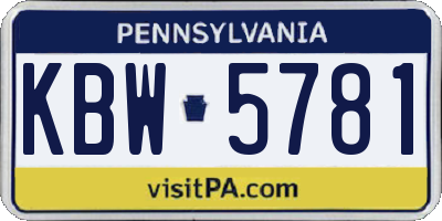PA license plate KBW5781