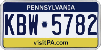 PA license plate KBW5782