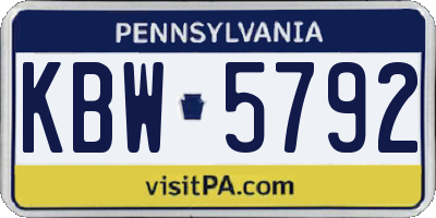 PA license plate KBW5792