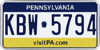 PA license plate KBW5794