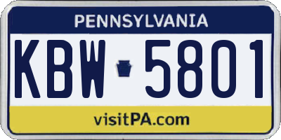 PA license plate KBW5801