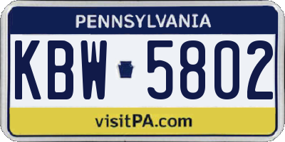 PA license plate KBW5802