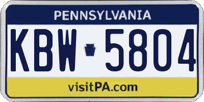 PA license plate KBW5804