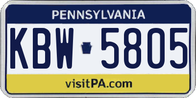 PA license plate KBW5805
