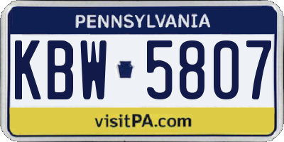 PA license plate KBW5807