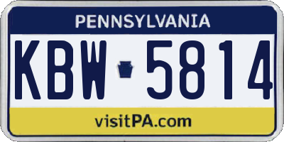 PA license plate KBW5814