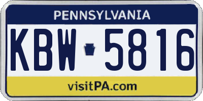 PA license plate KBW5816