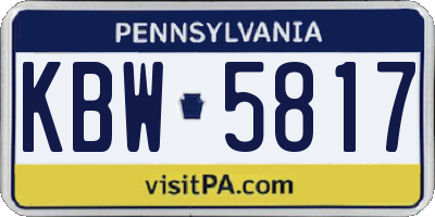 PA license plate KBW5817