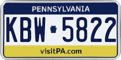 PA license plate KBW5822