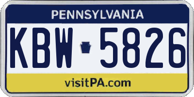 PA license plate KBW5826