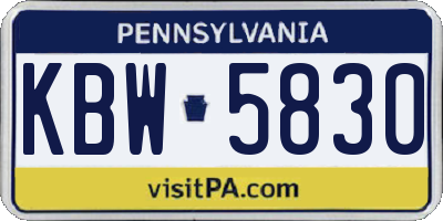 PA license plate KBW5830