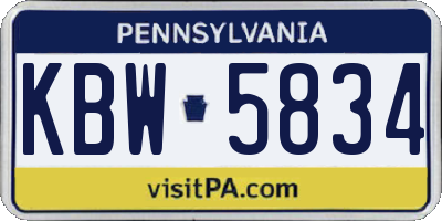 PA license plate KBW5834