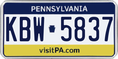 PA license plate KBW5837