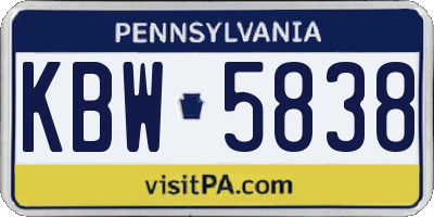 PA license plate KBW5838