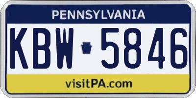 PA license plate KBW5846