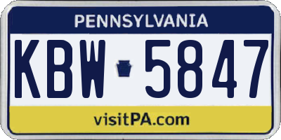 PA license plate KBW5847