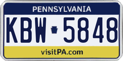 PA license plate KBW5848