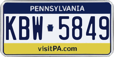 PA license plate KBW5849