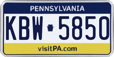 PA license plate KBW5850