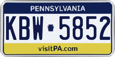PA license plate KBW5852