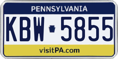 PA license plate KBW5855