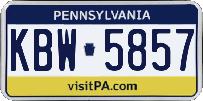 PA license plate KBW5857